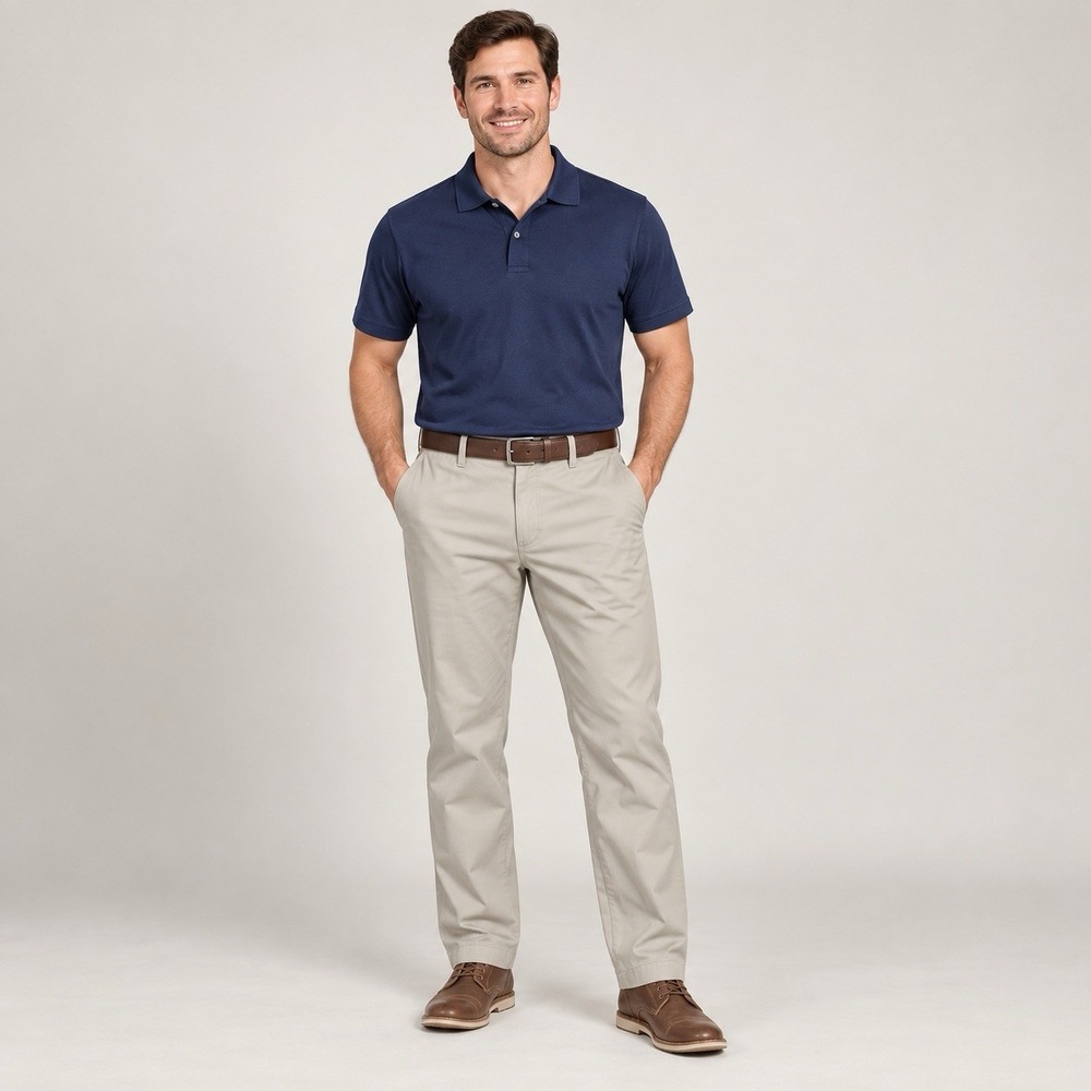 Lee Total Freedom Mens Khaki Pants 36x32 Straight Fit Stretch Flat Front Beige